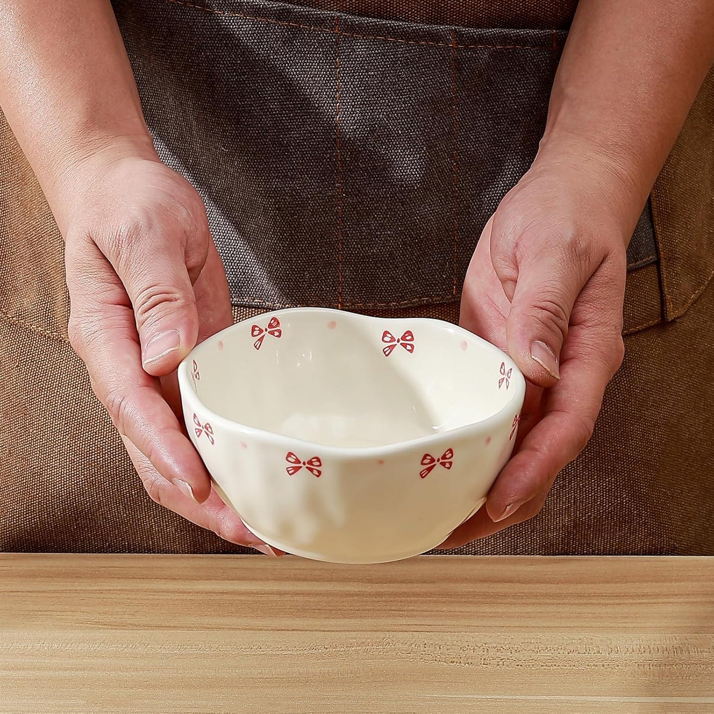 Koythin Ceramic Cereal Bowl, Cute Flowers Pattern Kitchen Bowls for Cereal, Salad, Pasta, Soup, Dessert, Serving, Home Decor, Microwave and Dishwasher Safe (Pink Bow)