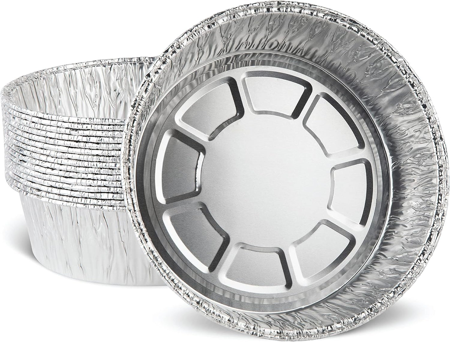 PLASTICPRO 8'' Inch Round Tin Foil Pans Disposable Aluminum, Deep Freezer & Oven Safe - For Baking, Cooking, Storage, Roasting, & Reheating, Pack of 20