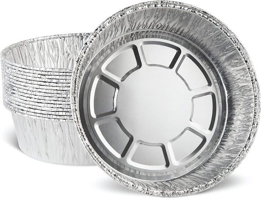 PLASTICPRO 8'' Inch Round Tin Foil Pans Disposable Aluminum, Deep Freezer & Oven Safe - For Baking, Cooking, Storage, Roasting, & Reheating, Pack of 20
