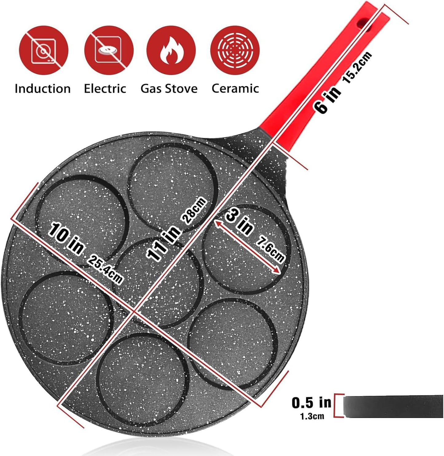 Egg Frying Pan, Pancake Maker, Egg Cooker Pan, Omelet Mini Pancake Pan, Nonstick 7 Egg Skillet Silver Dollar Pancake Pan Egg Maker
