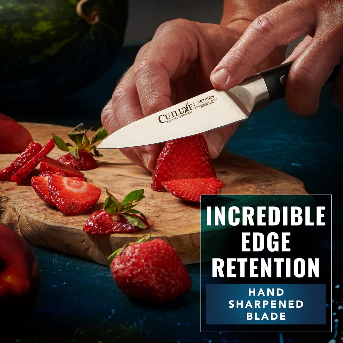 Cutluxe Paring Knife Set – 4" Fruit and 3" Peeling Knives – Small Knife with Razor Sharp Blade – High Carbon German Steel, Full Tang & Ergonomic Handle Design – Artisan Series