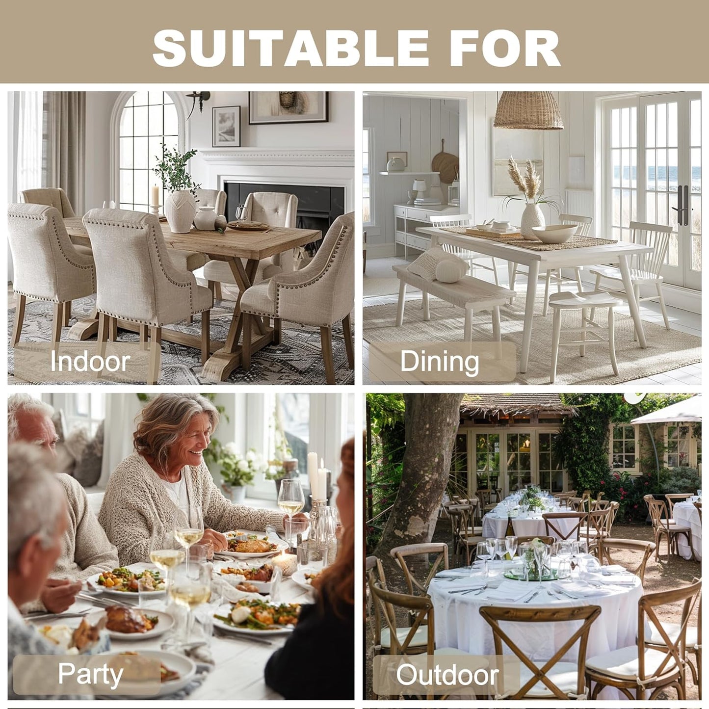 Hiasan 2 Pack Faux Linen Rectangle Tablecloth - Wrinkle and Stain Resistant Washable Table Cloth for Kitchen Dining Room Holiday Dinner, Beige, 70 x 90 Inch