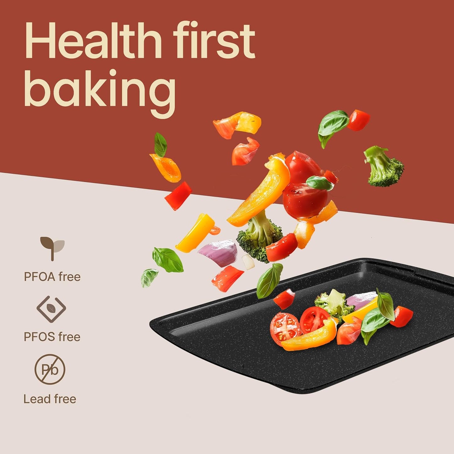 Gray Marble 10-Piece Bakeware Sets, Nonstick Carbon Steel Baking Sheet & Pans, Stackable Space-Saving Bakeware, Dishwasher Safe, Stain-resistant, PFOAPFOSPTFE Free, Oven Safe Up To 450°F (230°C)