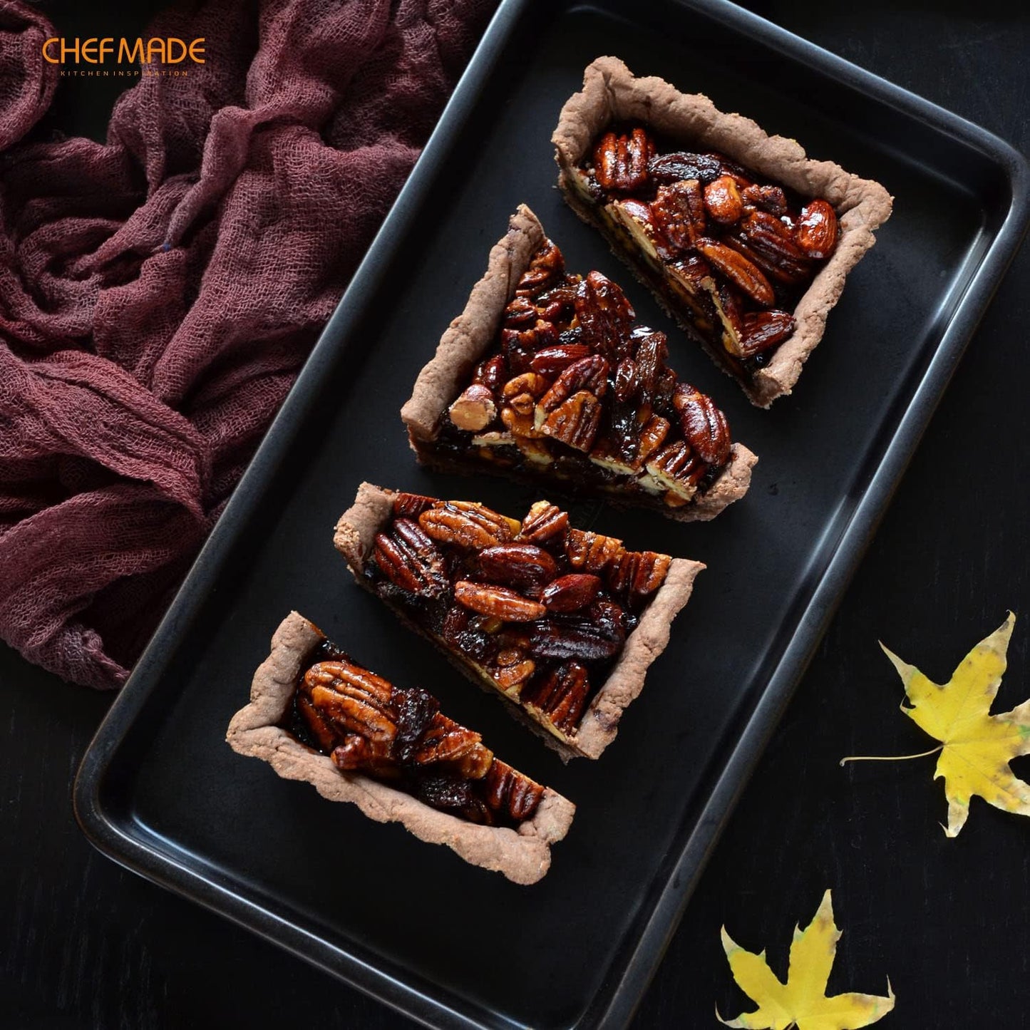 CHEFMADE Tart Pan, 7 Inch Non-Stick Quice Pan with Removable Loose Bottom for Oven Bake(Champagne Gold)