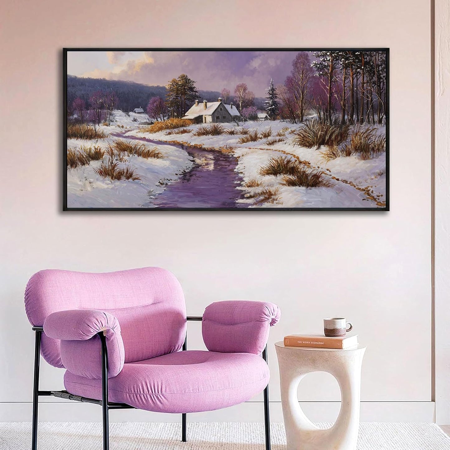 yiijeah Canvas Wall Art - Living Room Wall Decor Purple Snowy Country Paintings Framed Wall Pictures Artowrk for Walls Bedroom Nature Rustic Landscape for Office Home Decor