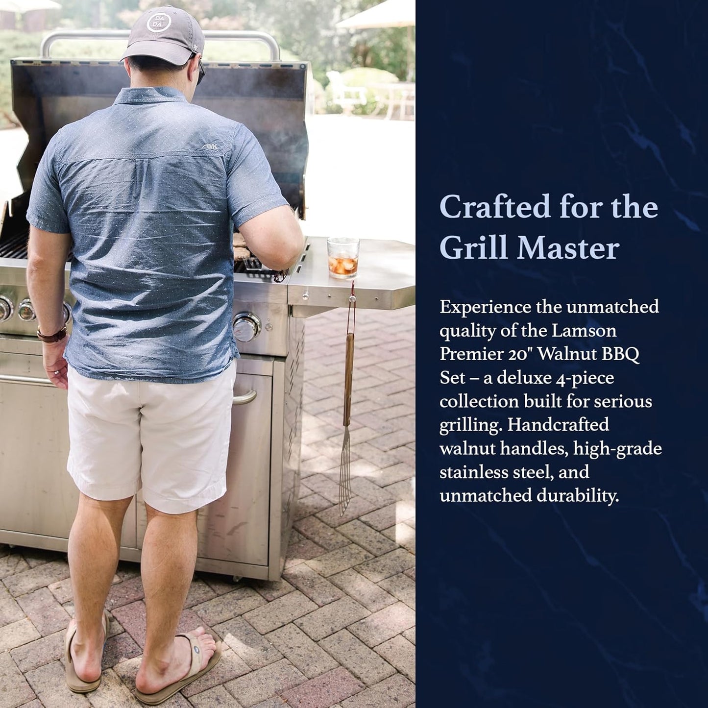 Lamson Premier 20" Walnut 4-Piece Deluxe BBQ Set