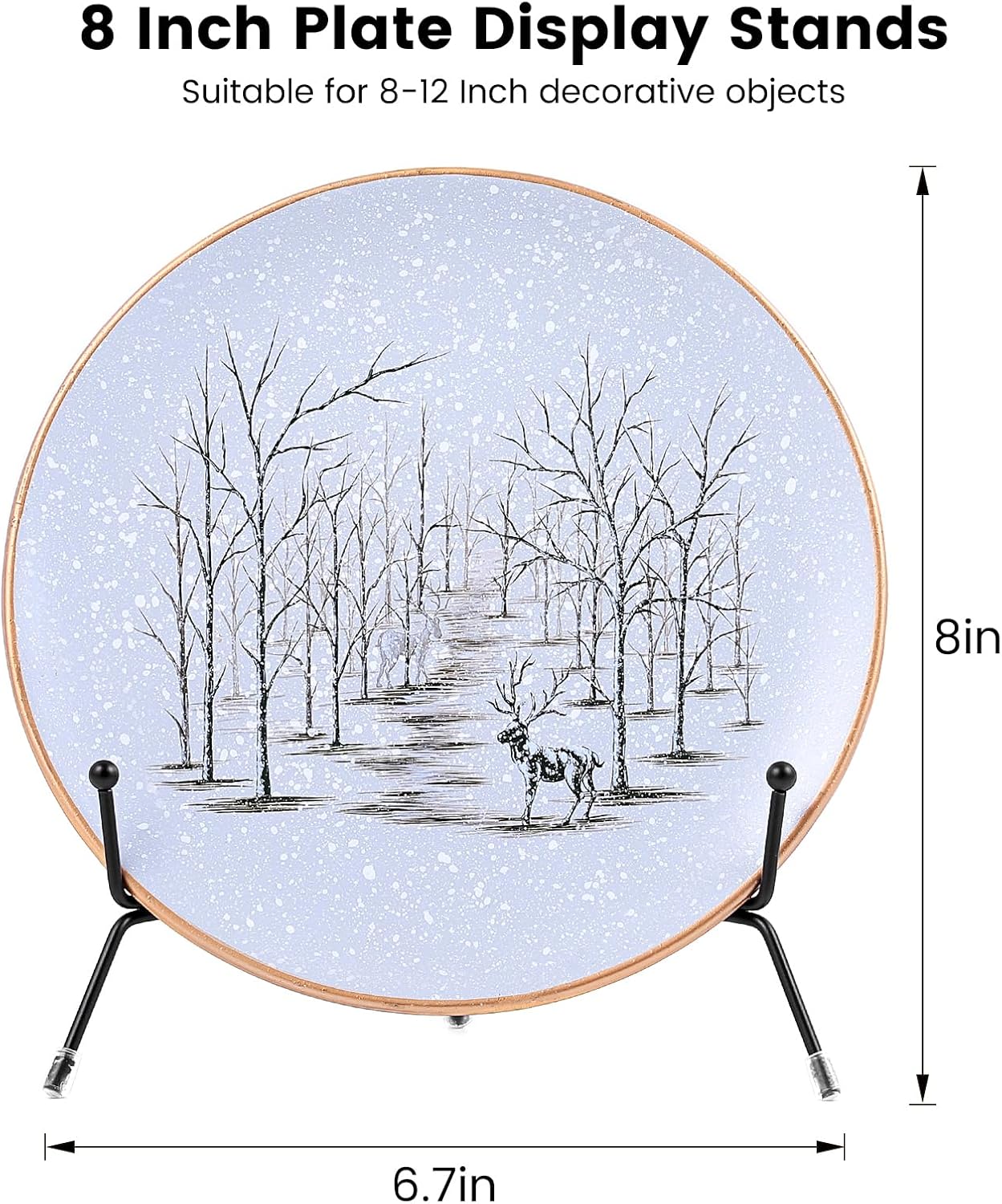 6 Pack Upgraded Plate Display Stands, 8 Inch Anti-Slip Iron Photo Holder Stands Book Display Stands, Compatible 8 to 12 Inch Decorative Plates, Picture Frames and Artworks