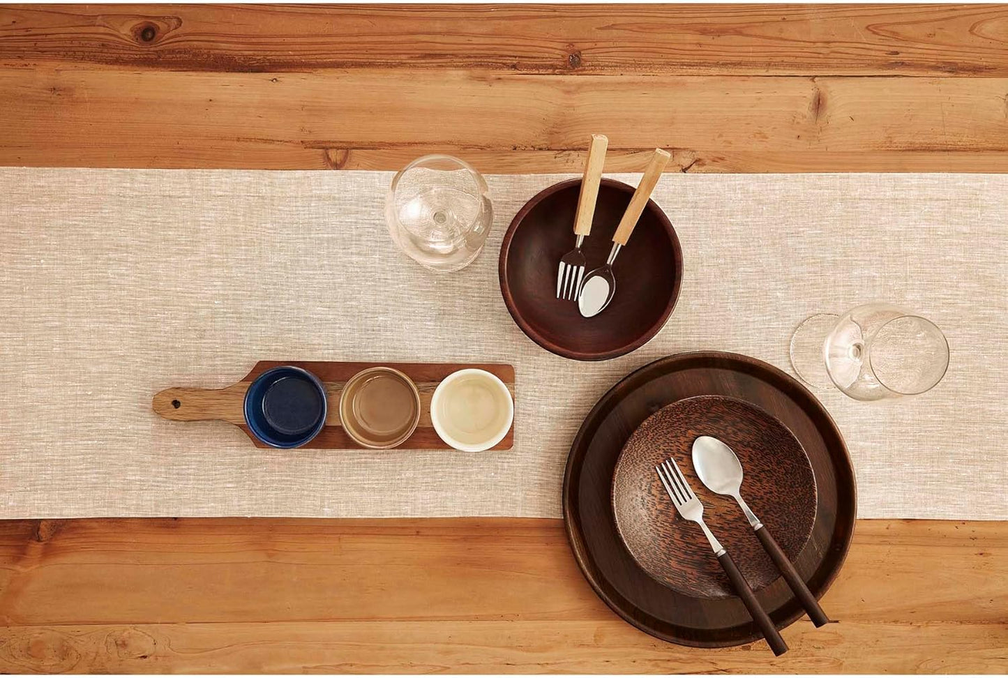 Solino Home Linen Short Table Runner 48 Inches - Athena, 100% Pure Linen Champagne Beige Table Runner 14 x 48 Inch Ideal for Dresser and Coffee Tables - Fall, Halloween, Thanksgiving, Christmas