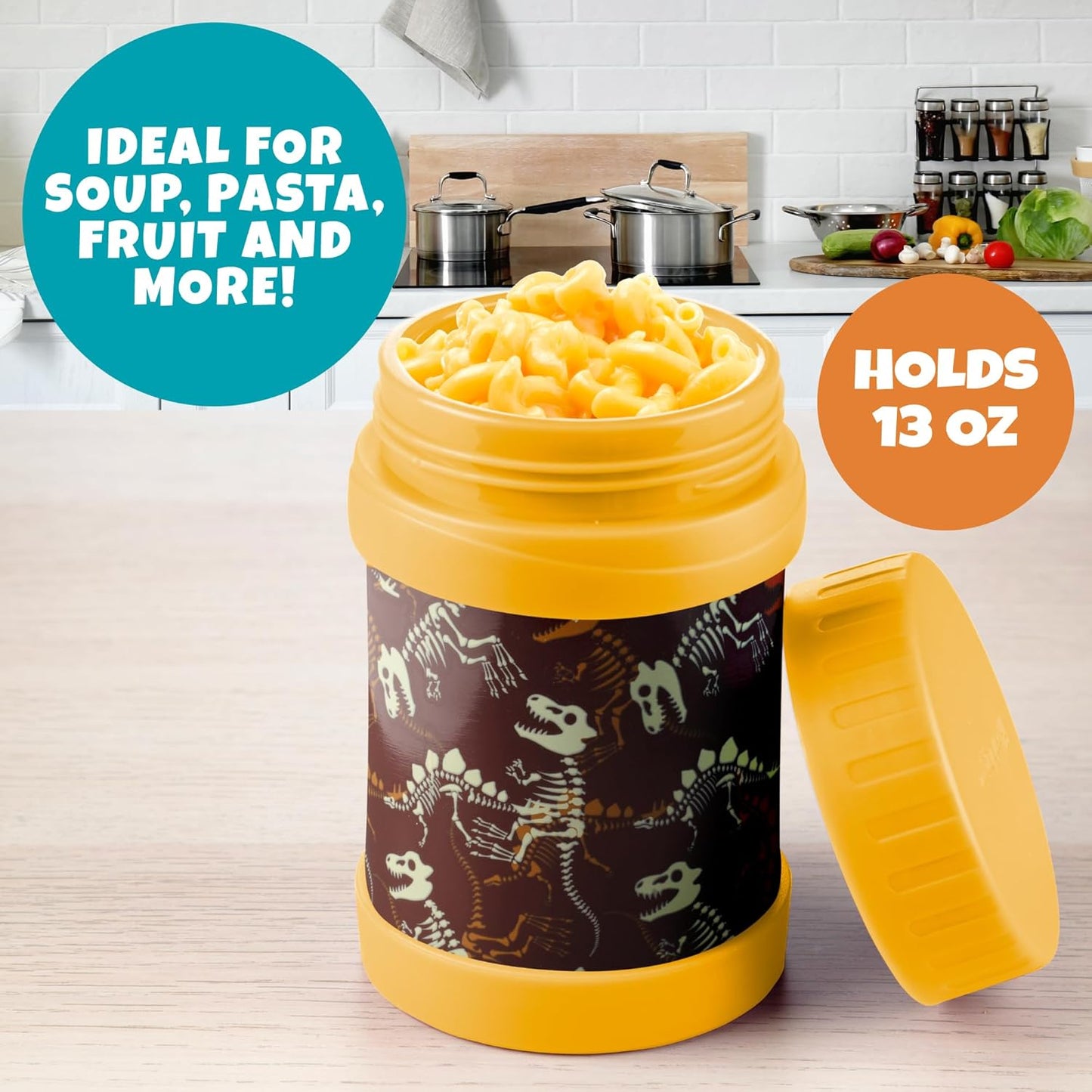 Bentology Insulated 13oz Food Jar for Kids- Hot or Cold Food, Soups, Liquids, Noodles - Wide Mouth Stainless Steel Container & BPA Free, Large Leak Proof thermos for Back to School Lunch Boxes, Bags