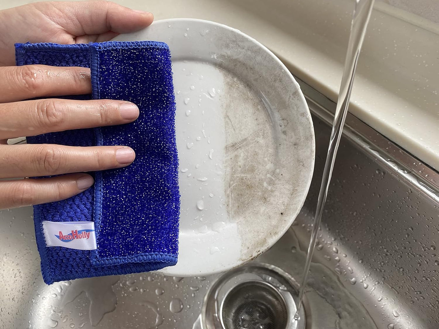 16 Pack Microfiber Scrub Dish Cleaning Cloth, Non-Scratch, Reusable & Durable for Pan Pot Dish Cooktop Stovetop Counter Kitchen Household, Machine Washable, 6 x 6 Inch, Orange & Blue Assorted