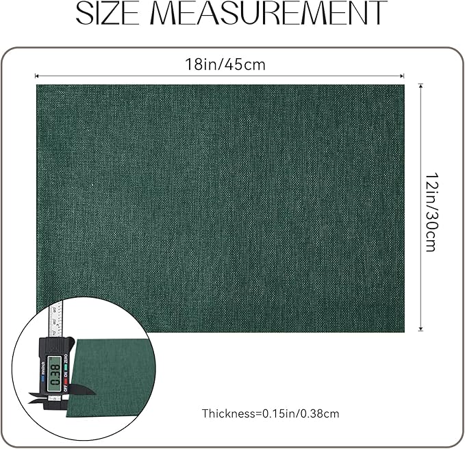 Romanstile Cloth Placemats Set of 6-12 x 18 Inch, Heat Resistant Double Layered Thickened Burlap Christmas Place Mats, Washable Linen Farmhouse Table Mats for Kitchen/Dining/Party/Outdoor, Green