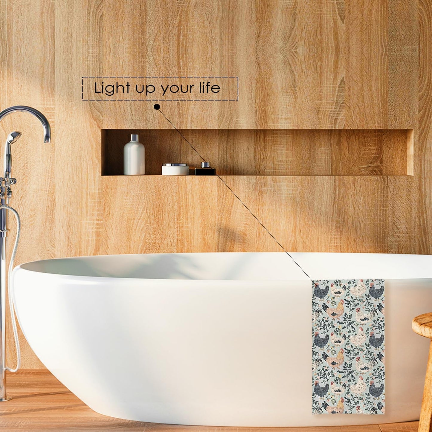 Rustic Floral Chicken Kitchen Towels, Chicken Lover Mom Lady Gifts Decorative Dish Tea Towels for Kitchen, Countryside Animal Hens Hand Towels for Bathroom, 16x24 Inches