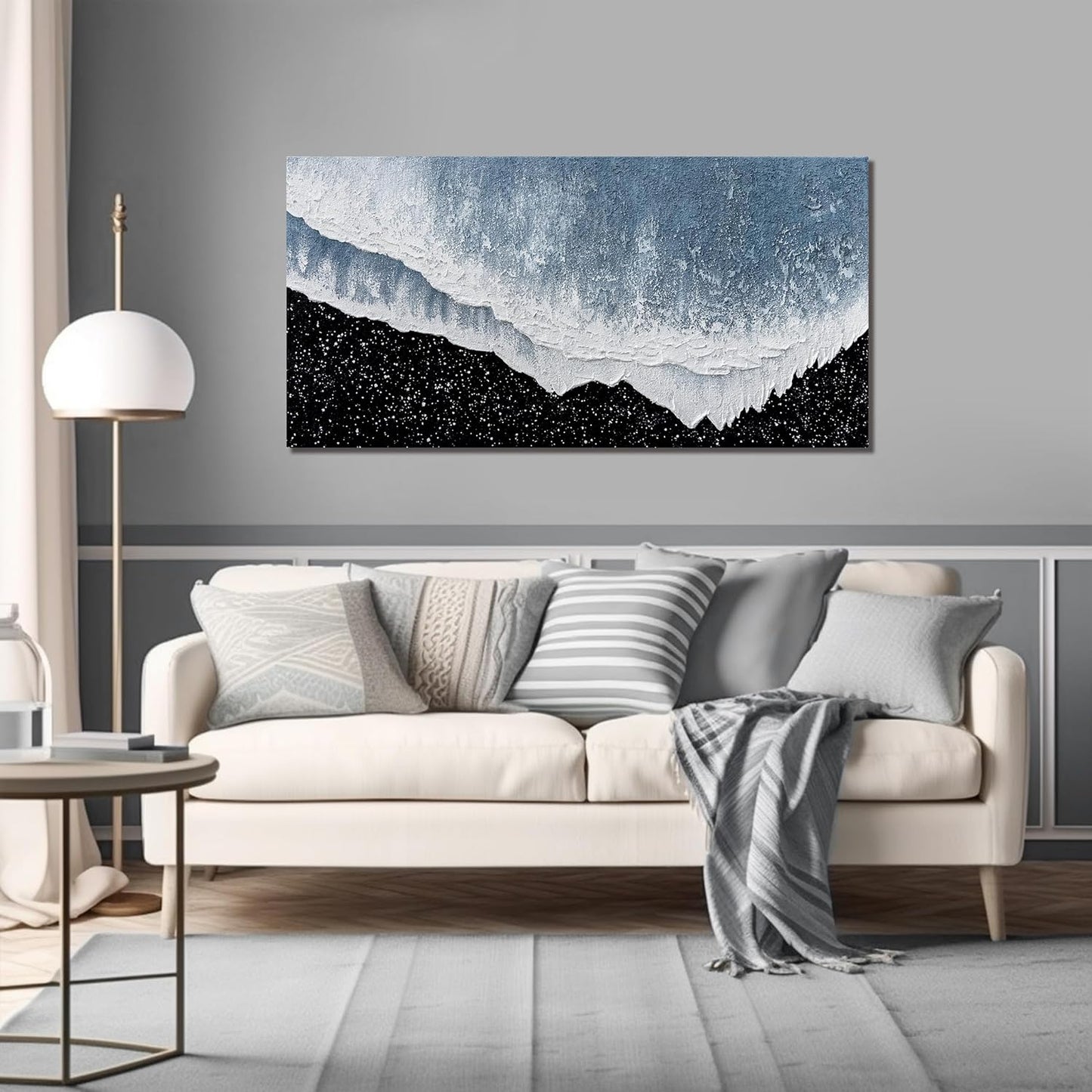 Canvas Wall Art Decor Modern Large Wall Art For Living Room Blue Beach Wall Art Prints Black and White Wall Art Decor Wall Pictures Canvas Art Work For Bedroom Office Kitchen Wall Decor 20"x40"
