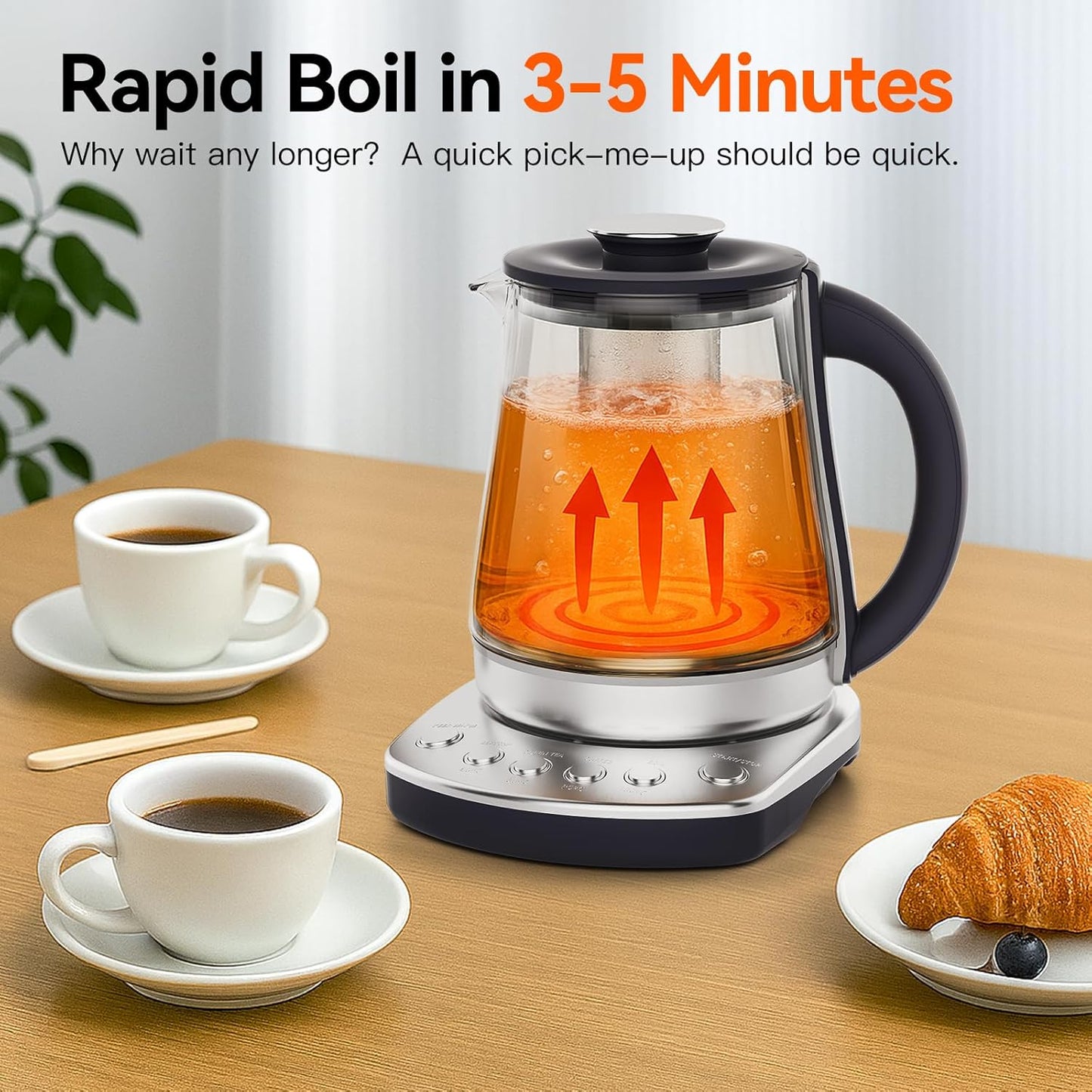 Electric Kettle With Infuser, 1.5L Electric Tea Kettle With Temperature Control, 1200W Fast heating for Pour Over Coffee, Brew Tea, Boil Hot Water, BPA-Free, Easy to Clean G888B