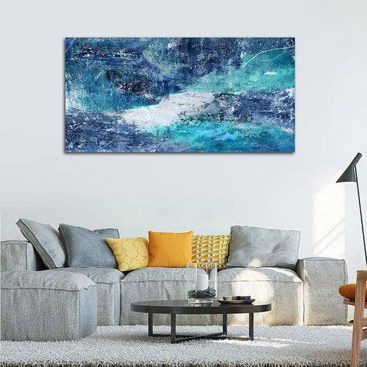 NINEASO Blue Abstract Canvas Wall Art - Turbulent Abstract Ocean Picture Blue Green Teal Wall Decor Roaring Waves Canvas Painting Abstract Prints Artwork for Living Room Bedroom Decoration 29" x 58"