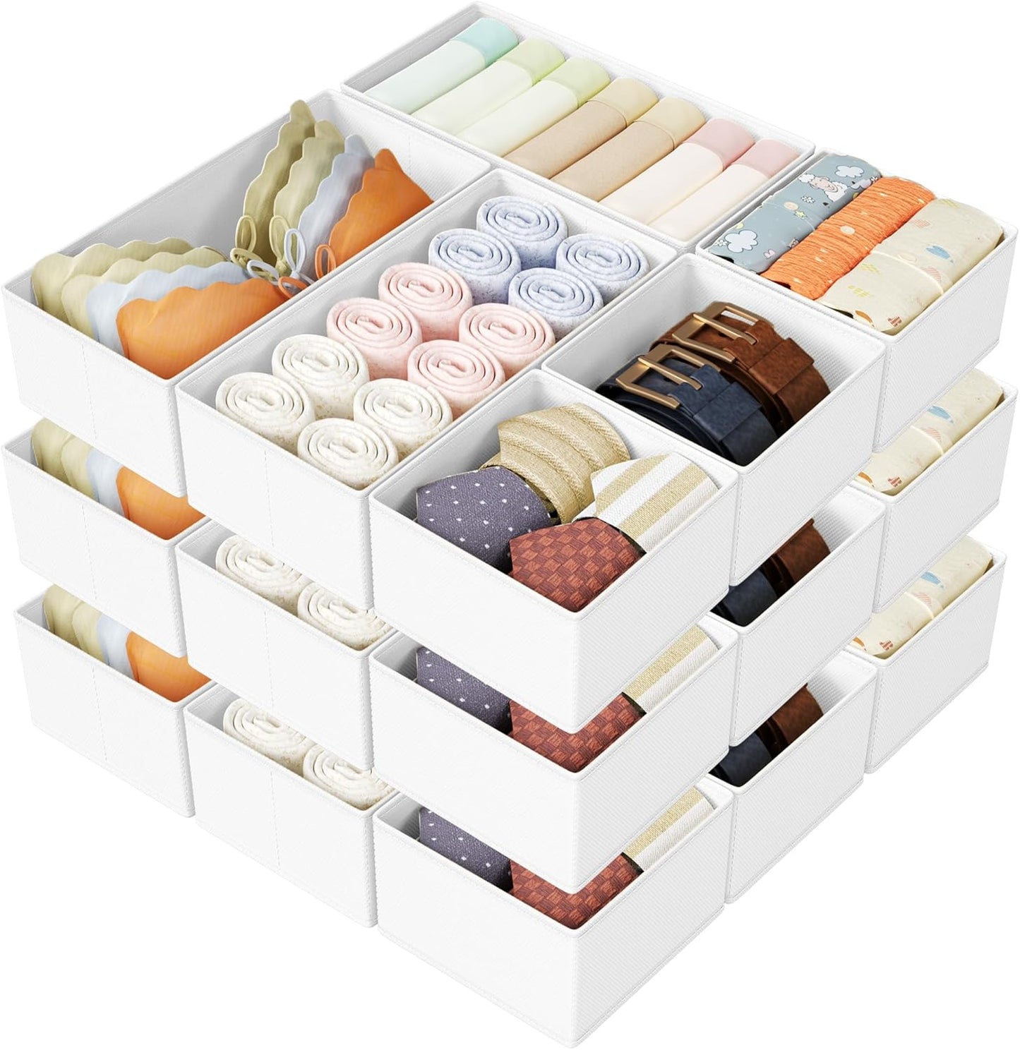 DIMJ Drawer Organizer Clothes Storage - 18 Pack Baby Dresser Organizer for Nursery, Foldable Drawer Dividers for Bedroom Closet Organization, Fabric Storage Bins for Socks, Underwears, Bras