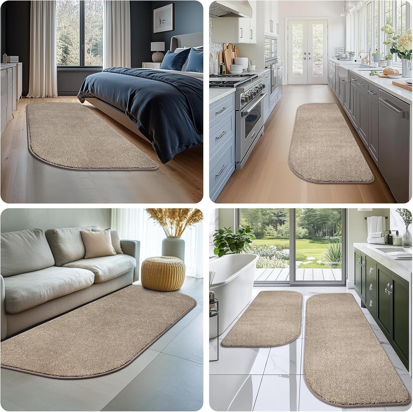 Washable Kitchen Rug 24" x 47" / 60cm x 120cm, Non Slip Kitchen Mat for Floor, Absorbent Indoor Entryway Runner Rug for Laundry, Bathroom, Bedroom,Door