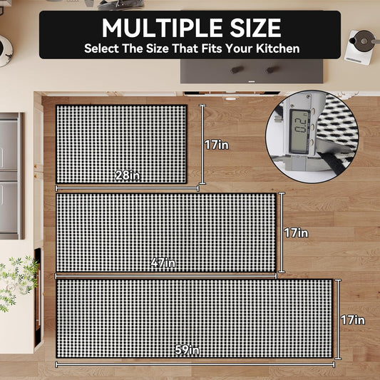 Kitchen Mats for Floor, Super Absorbent Kitchen Rugs Non Slip Washable, Rubber Backing Soft Chenille Braided Kitchen Runner Rug Standing Mat Sink Mat, Easy to Clean, Black 17"x28"