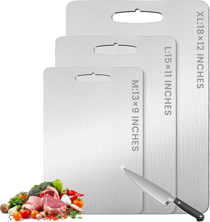 Titanium Cutting Board, 2025 New Upgrade 100% Pure Titanium Cutting Boards for Kitchen, Hygiene & Durability Non Stick Chopping Board, Double sided Cutting Board, Easy to Clean (15 * 11)