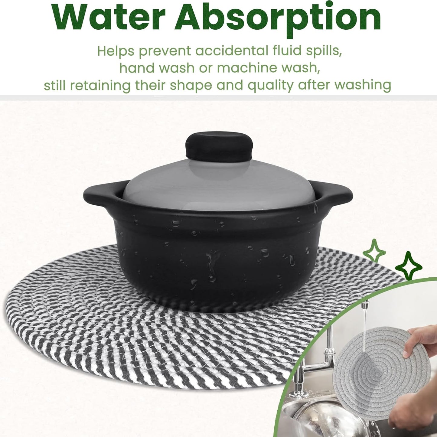 13 Inch Trivets for Hot Dishes, Large Trivets for Hot Pots and Pans, Thicken Heat Resistant Round Place Mats Woven Table Mats, Boho Placemats for Kitchen Dining Table, 6 Pcs