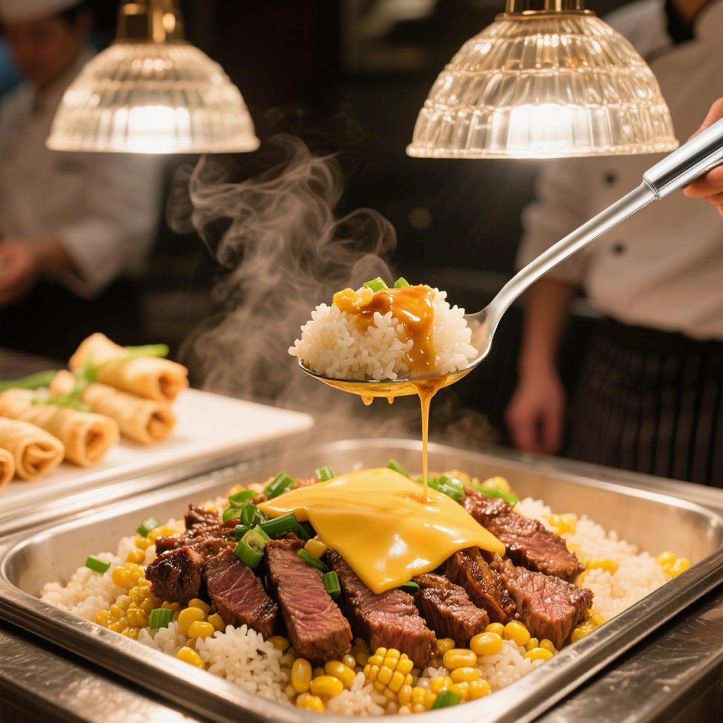 18/0 Stainless Steel Cooking Spoons Set, Serving Spoon & Slotted Spoon, Kitchen Cooking Utensils Set, Housewarming Daily Use Commercial, Pack of 2