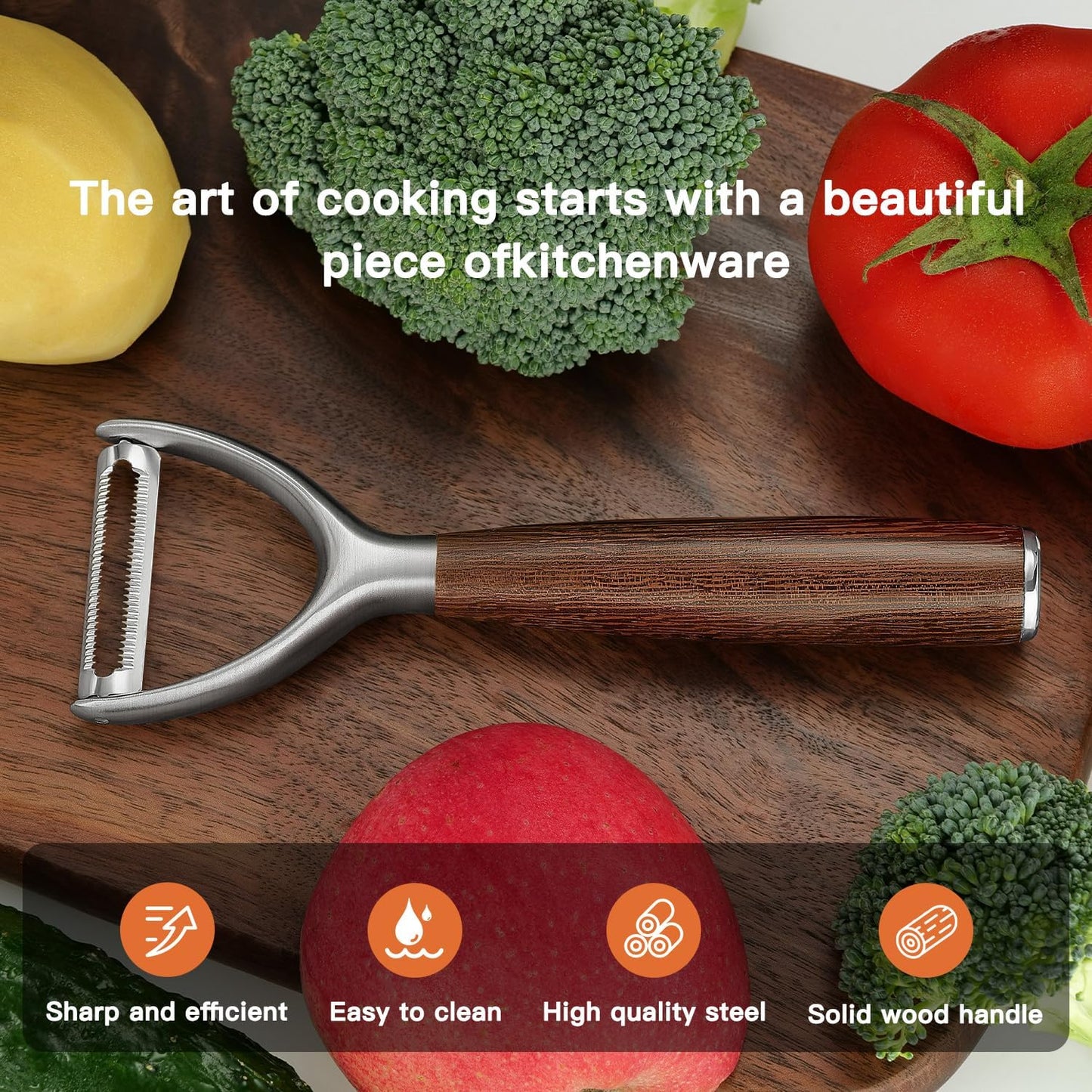 Serrated Blade Premium Y Type 304 Stainless Steel Multifunctional Kitchen Peeler Real Wood Handle Ultra Sharp Blade Vegetable Potato Apple(Wenge)