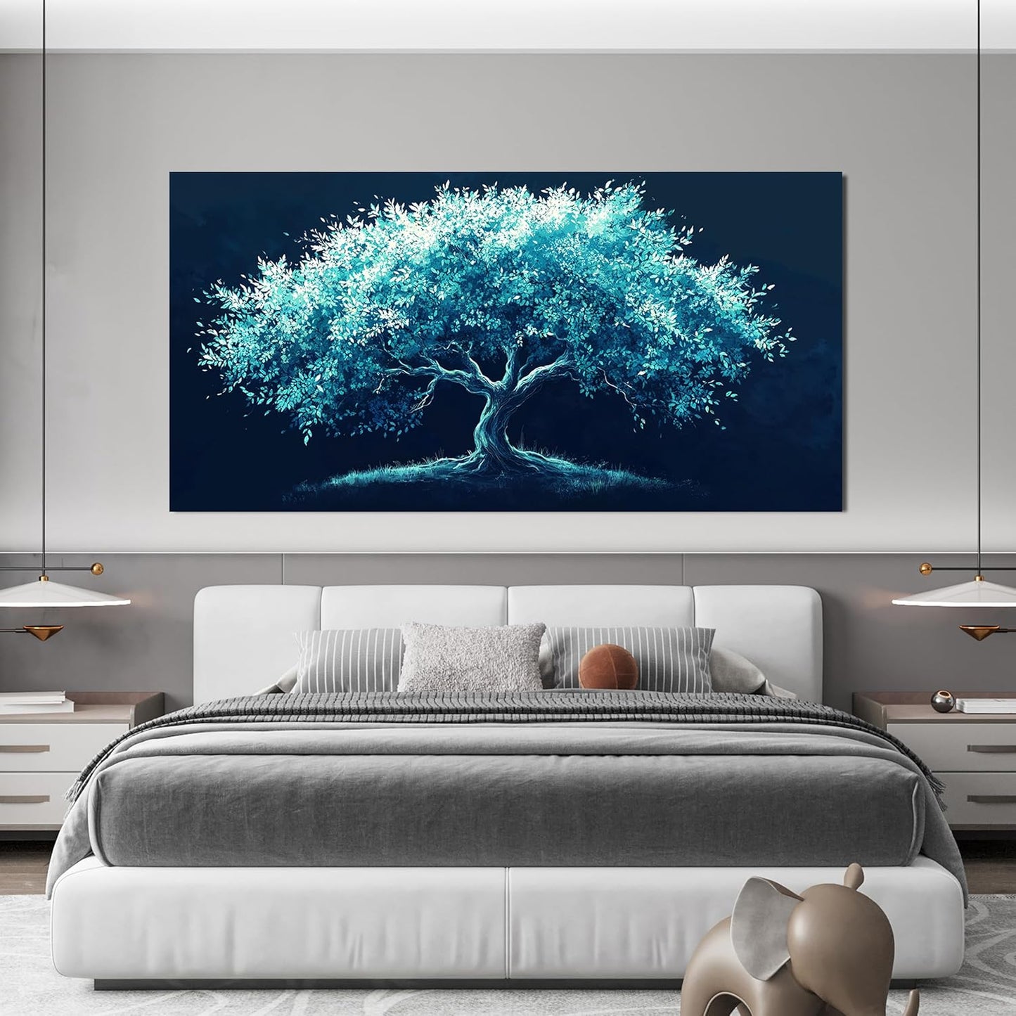 Canvas Oversized Wall Art Green Tree of Life Wall Art Decor Large Wall Art Pictures for Living Room Modern Bltanical Wall Art Prints Canvas Art Wall Decor Artwork for Walls Home Office Decor 29" X 58"