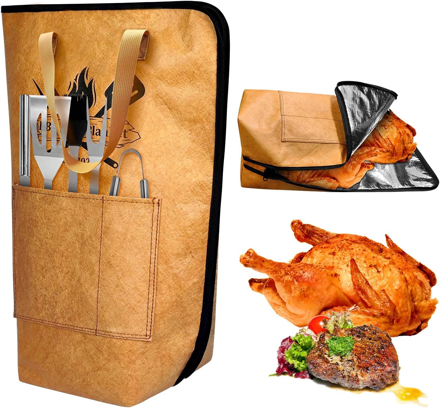 BBQ Blanket,21inch Insulated Meat Resting Bag for Brisket,Pork Shoulders,Steaks & Turkeys|Heavy-Duty Smoker Blanket with Wide Mouth Design for Moisture Retention and Tender BBQ|Ideal Gift for Men