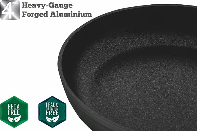 SAFLON Titanium Nonstick 8-Inch and 9.5-Inch Fry Pan Set 4mm Forged Aluminum with PFOA Free Scratch-Resistant Coating from England, Dishwasher Safe