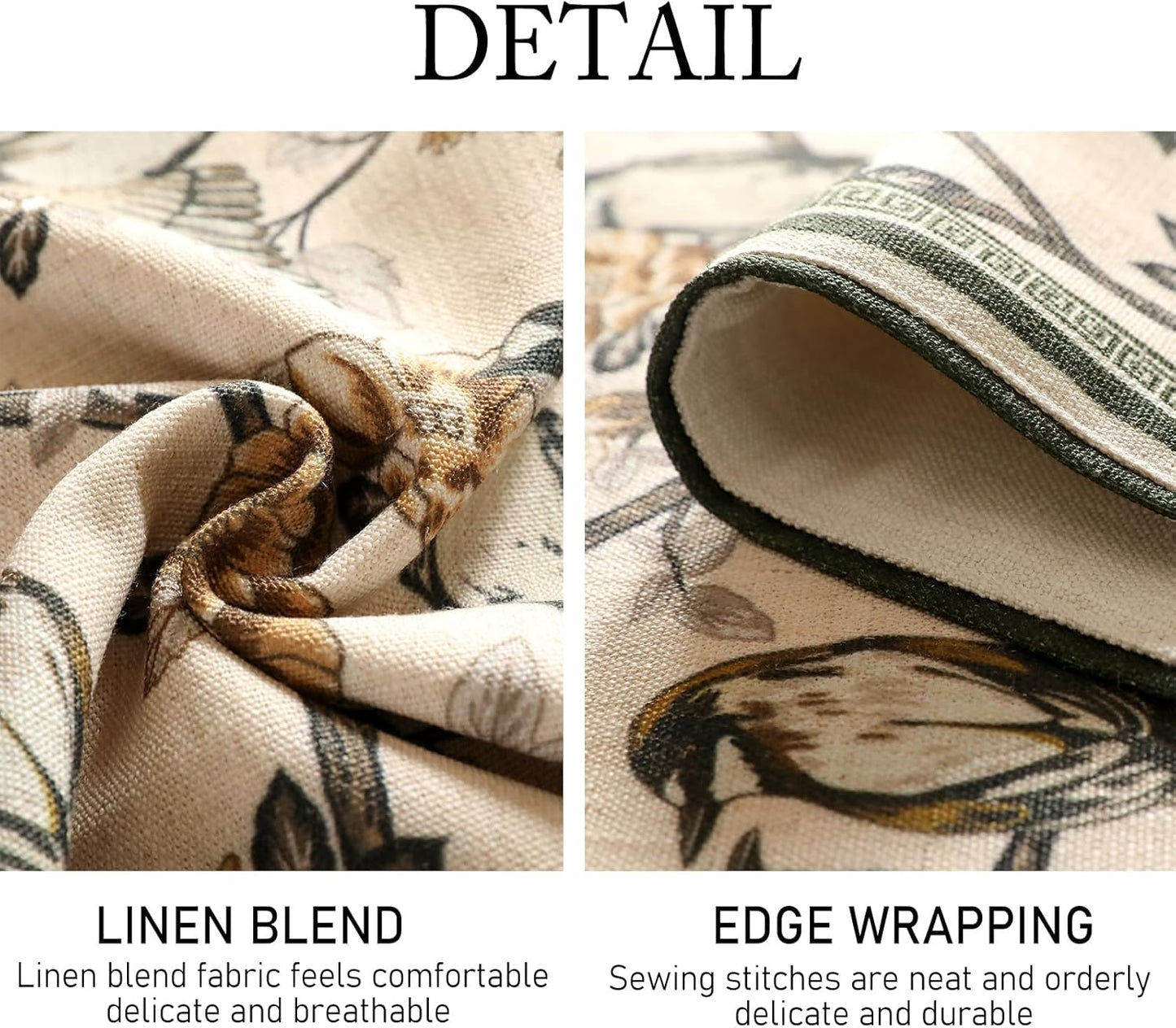 ISAENNE Designer Vintage Beige Linen Table Runner 71 Inches Long,Elegant Floral and Bird Pattern Decor Table Runners for Dining Tables,Thanksgiving,Christmas,Banquet,Party,12"*71"-Murad A