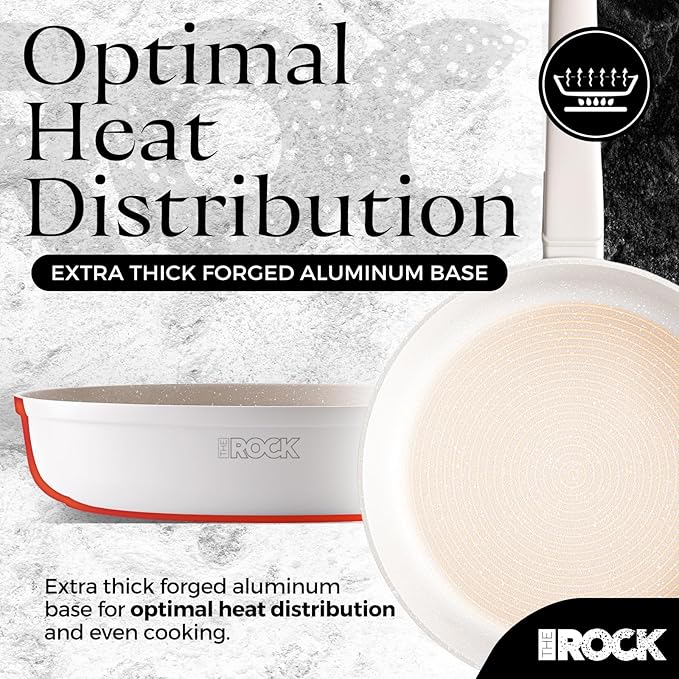 THE ROCK SOHO 11-Inch Ceramic Non Stick Frying Pan – Nothing Sticks, Never Warps, Lasts Longer, Non Toxic Skillet with Heat-Resistant Handle, PTFE PFOA & PFAS Free, Oven & Dishwasher Safe, Cream