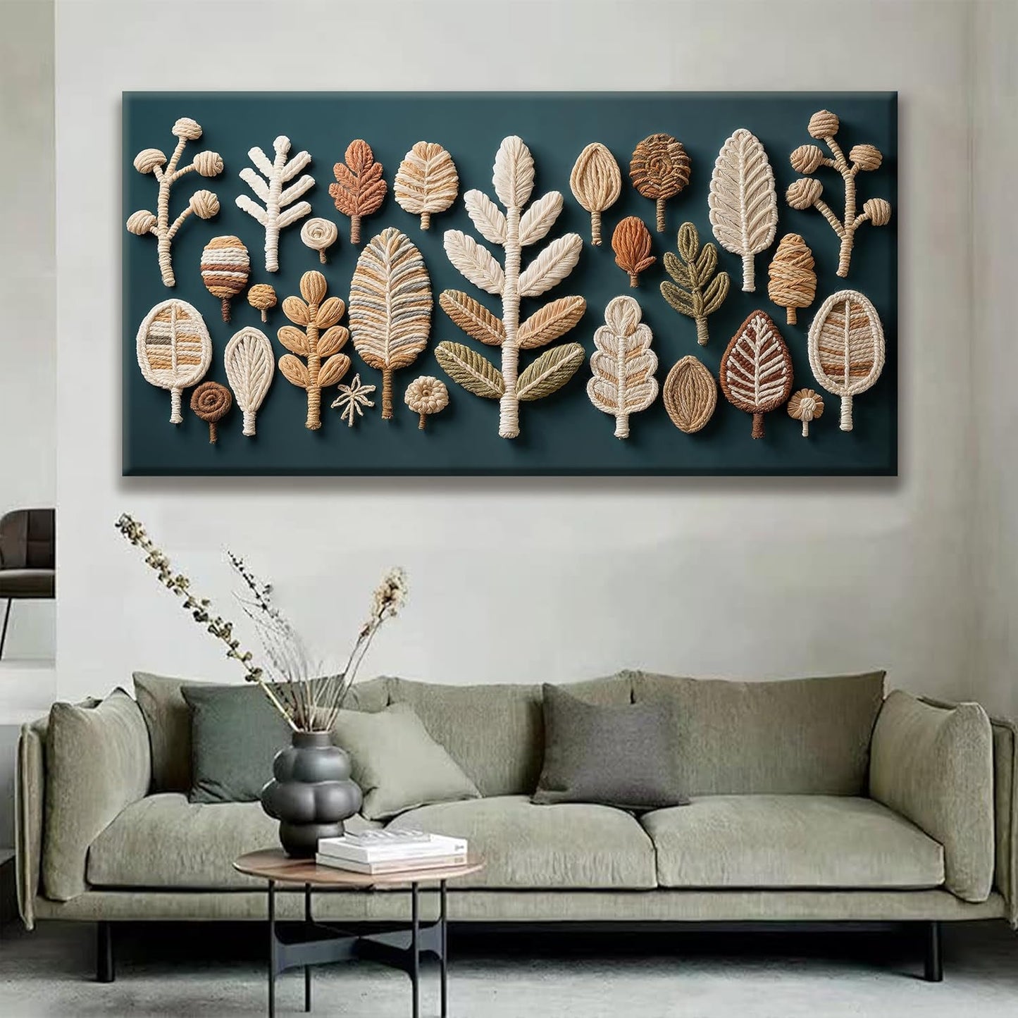 Tsomzxng Large Boho Wall Art For Living Room Century Modern Canvas Art Wall Decor Picture Painting Dark Green Wall Art Multicolor Painting Prints Bedroom Office Wall Hanging Decor 29 X 58 In