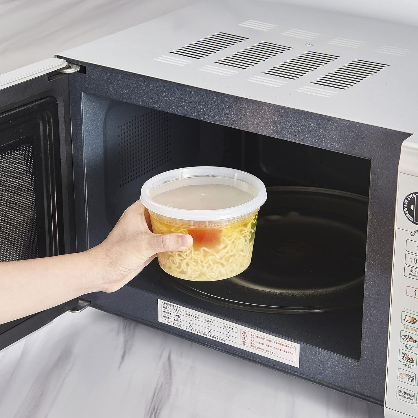 [48Set - 16oz.] Plastic Deli Food Storage Containers With Plastic Lids, Disposable togo containers for soup, Meal Prep, Slime | BPA Free | Stackable | Leakproof | Microwave | Dishwasher | Freezer Safe