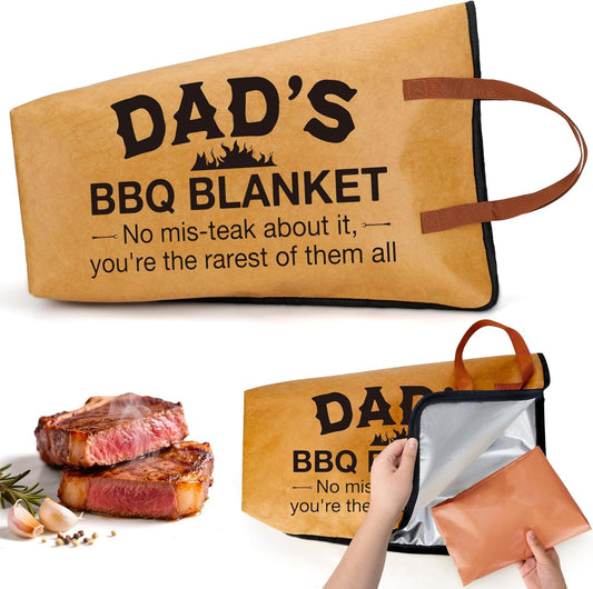 Gifts for Dad BBQ Blanket for Resting Meat, Dad Christmas Birthday Gifts for Father New Dad Bonusdad Stepdad from Daughter Son, 21in Meat Resting Blanket Insulated Reusable Wide Mouth Meat Resting Bag