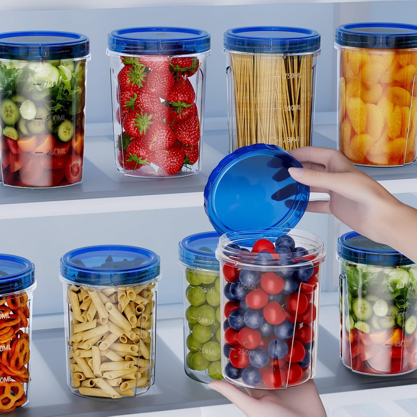 [10 Pack-32 OZ] Food Storage Containers, Small Plastic Containers with Twist Top Lids, Airtight Freezer Storage Containers with Lids, Reusable Soup Containers for Meal Prep, Lunch, Leftovers, Salad