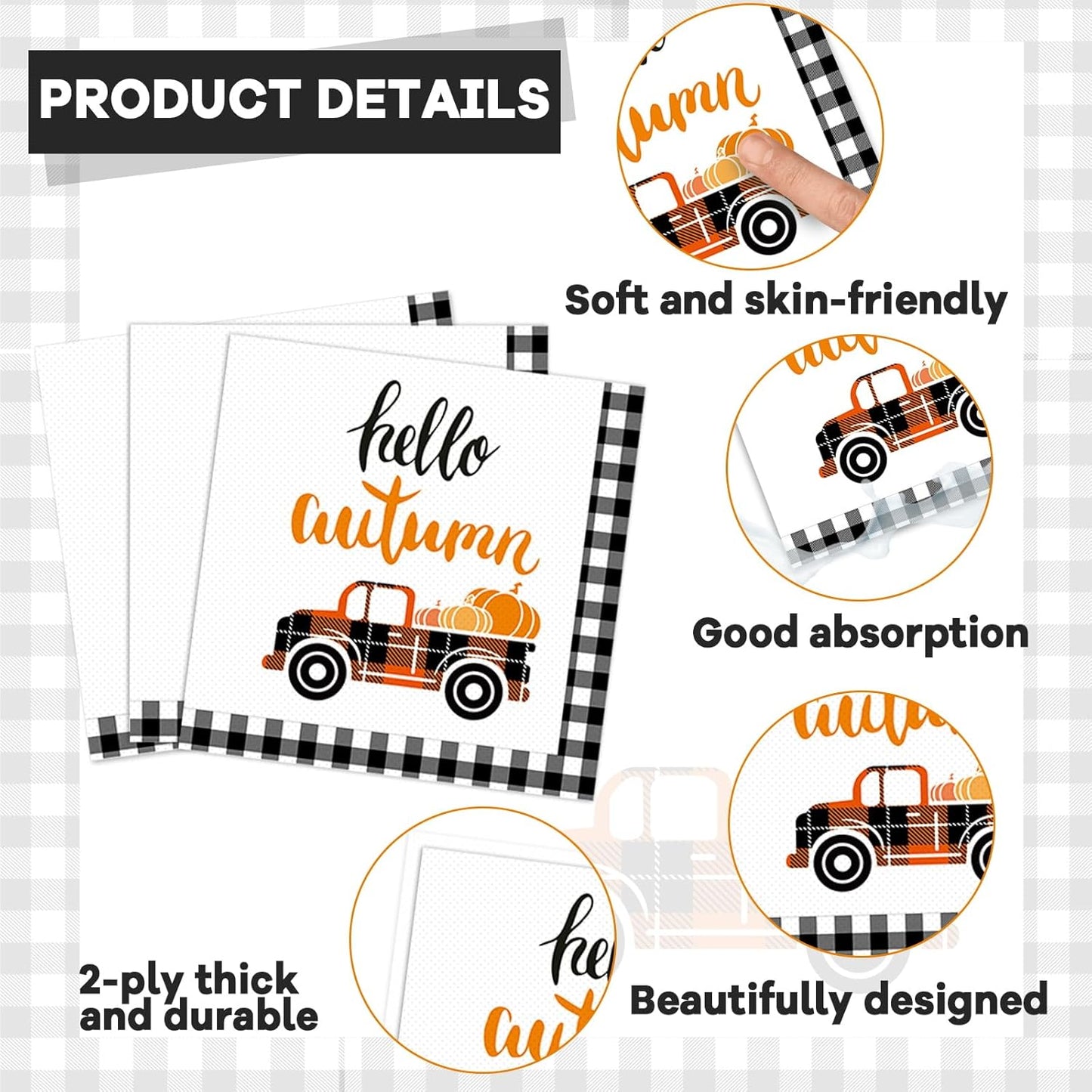 200 PCS Thanksgiving Tableware Disposable Fall Autumn Party Supplies Dinnerware Set Happy Harvest Plate, Hello Autumn Napkin,Fork Thanksgiving Fall Theme Party Decoration Serve 50 guest