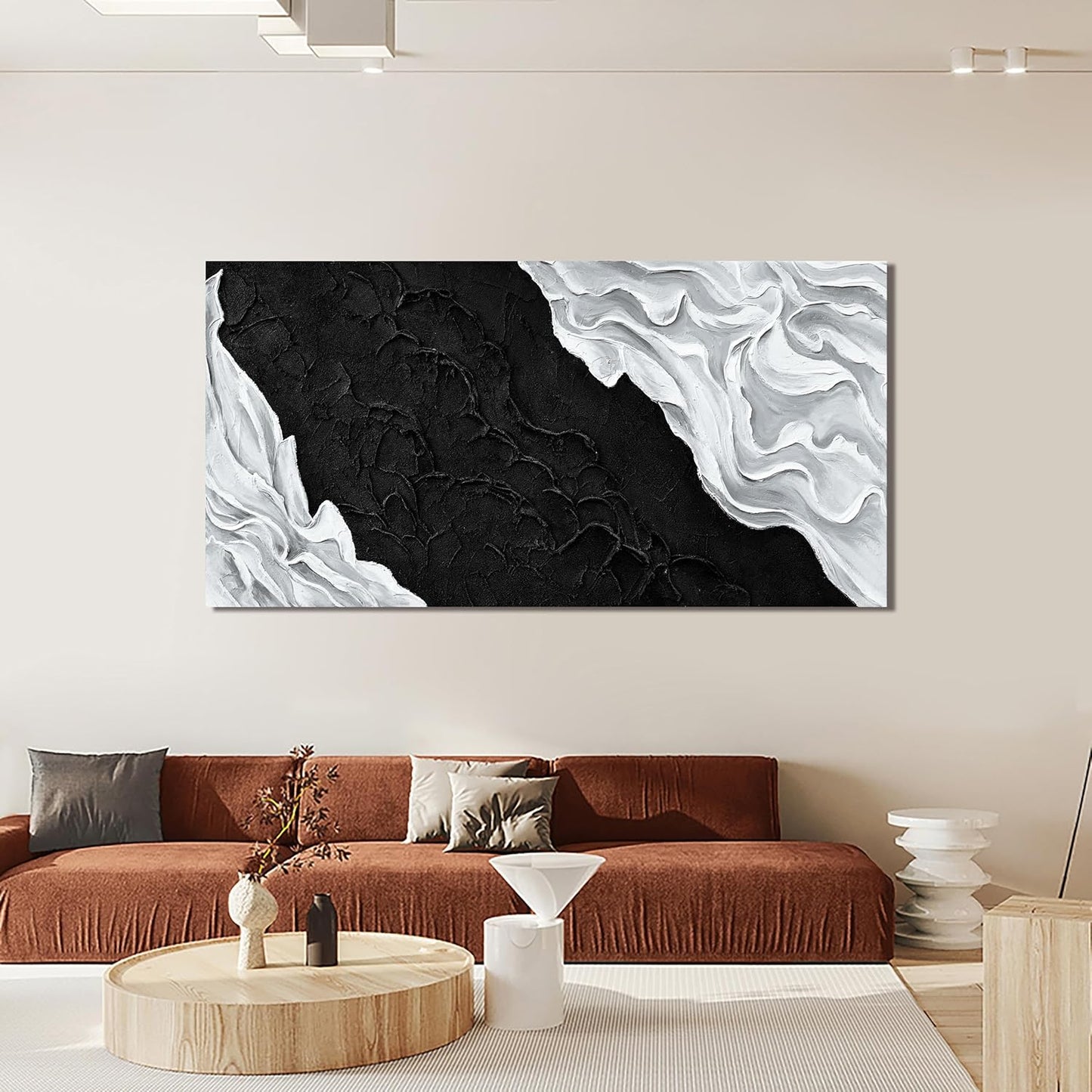 YISXINOAG Canvas Art Wall Decor Abstract Wall Art For Living Room Modern Canvas Prints Pictures For Wall Black And White Wall Art For Hotel Home Wall Decor 24x48 Inch