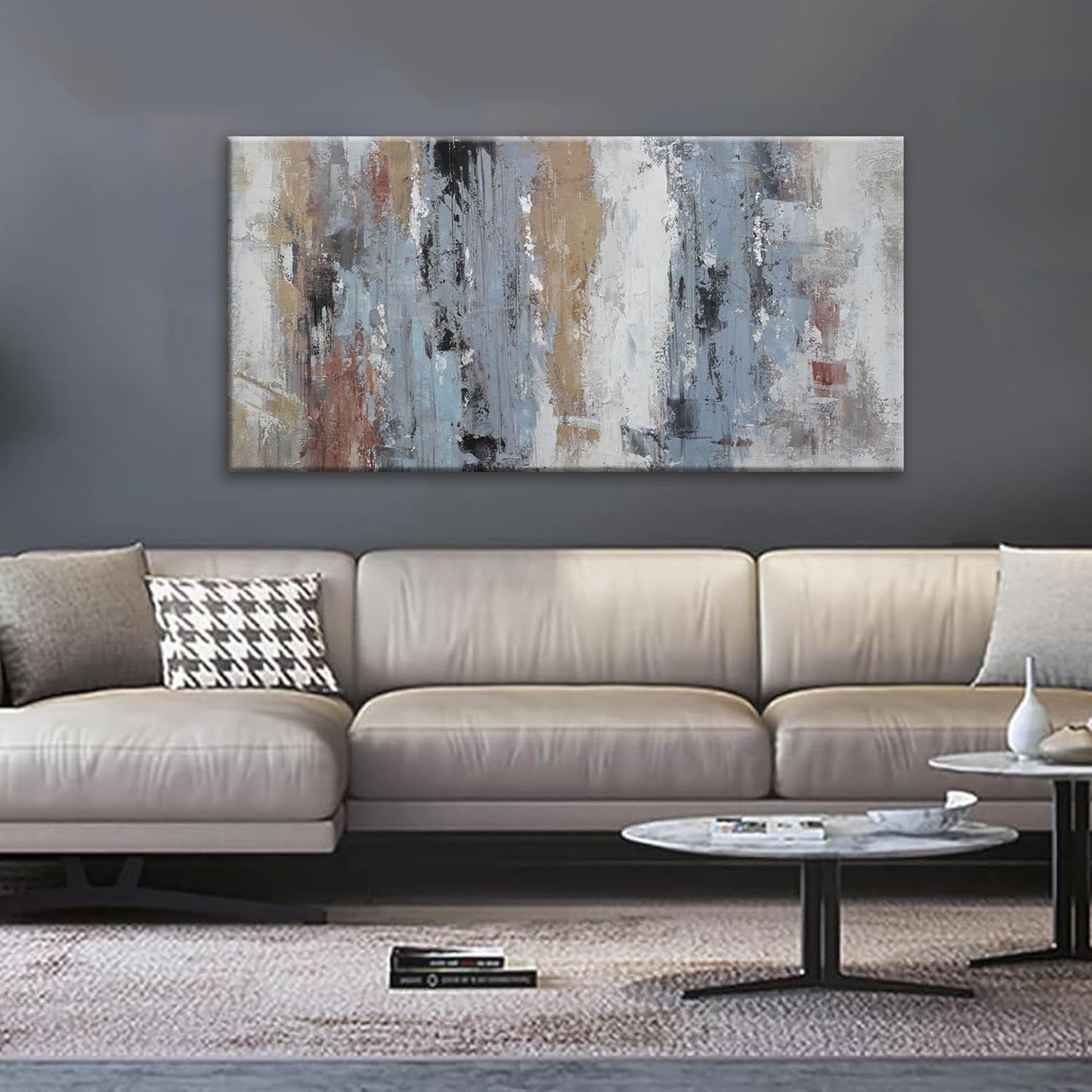 Abstract Wall Art Painting Modern Wall Decor Living Room Canvas Art Wall Decor Office Teal Blue White Wall Art Canvas Prints Artwork For Bathroom Kitchen Colorful Wall Decoration 24 X 48 Inch