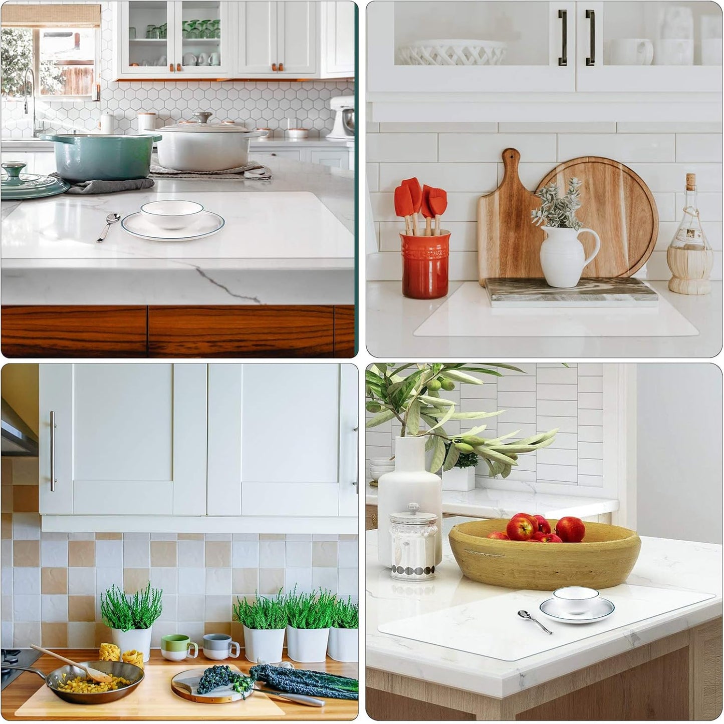 Gartful Silicone Mats for Kitchen Counter, Thicker 0.06", 25 x 17 inches Multipurpose Table Mat, Silicone Pad Desk Work Mat, Nonstick Nonskid Heat-Resistant Pad, Placemat, Translucent, 2PCS