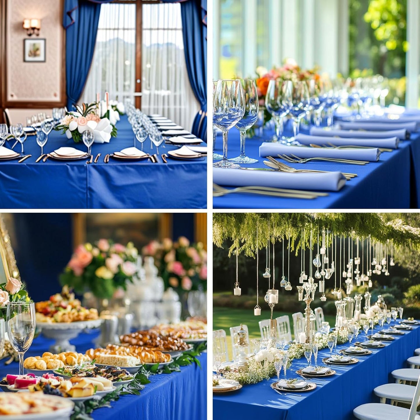 Rectangle Tablecloths 90x132 Inch 6 Pack Royal Blue Tablecloth Washable Decorative Linen Polyester Table Cloths for Dining Table Banquets Buffet Parties and Wedding