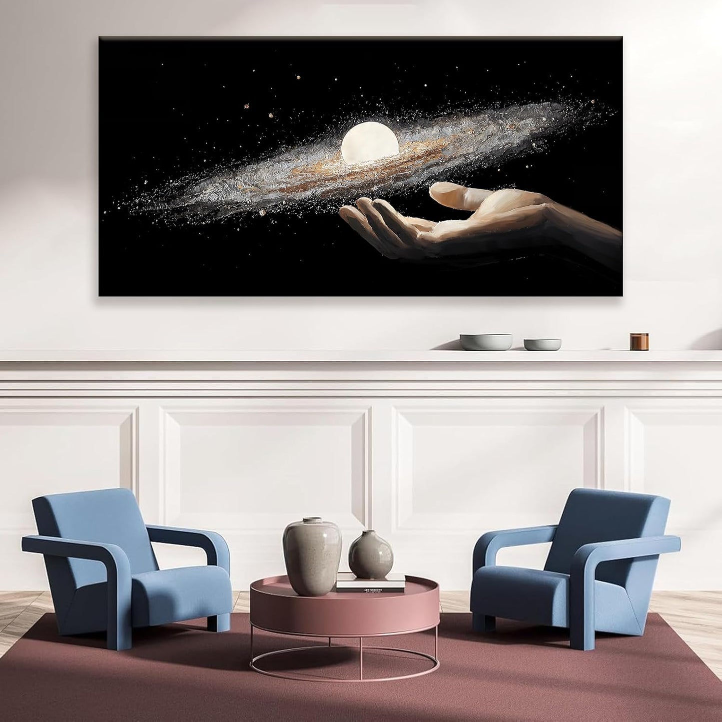 Abstract Wall Art Decorations Modern Science Fiction Wall Art The Universe In Hand Canvas Art Wall Decor For Living Room Bedroom Office Bathroom Home Wall Decor 24x48 Inch