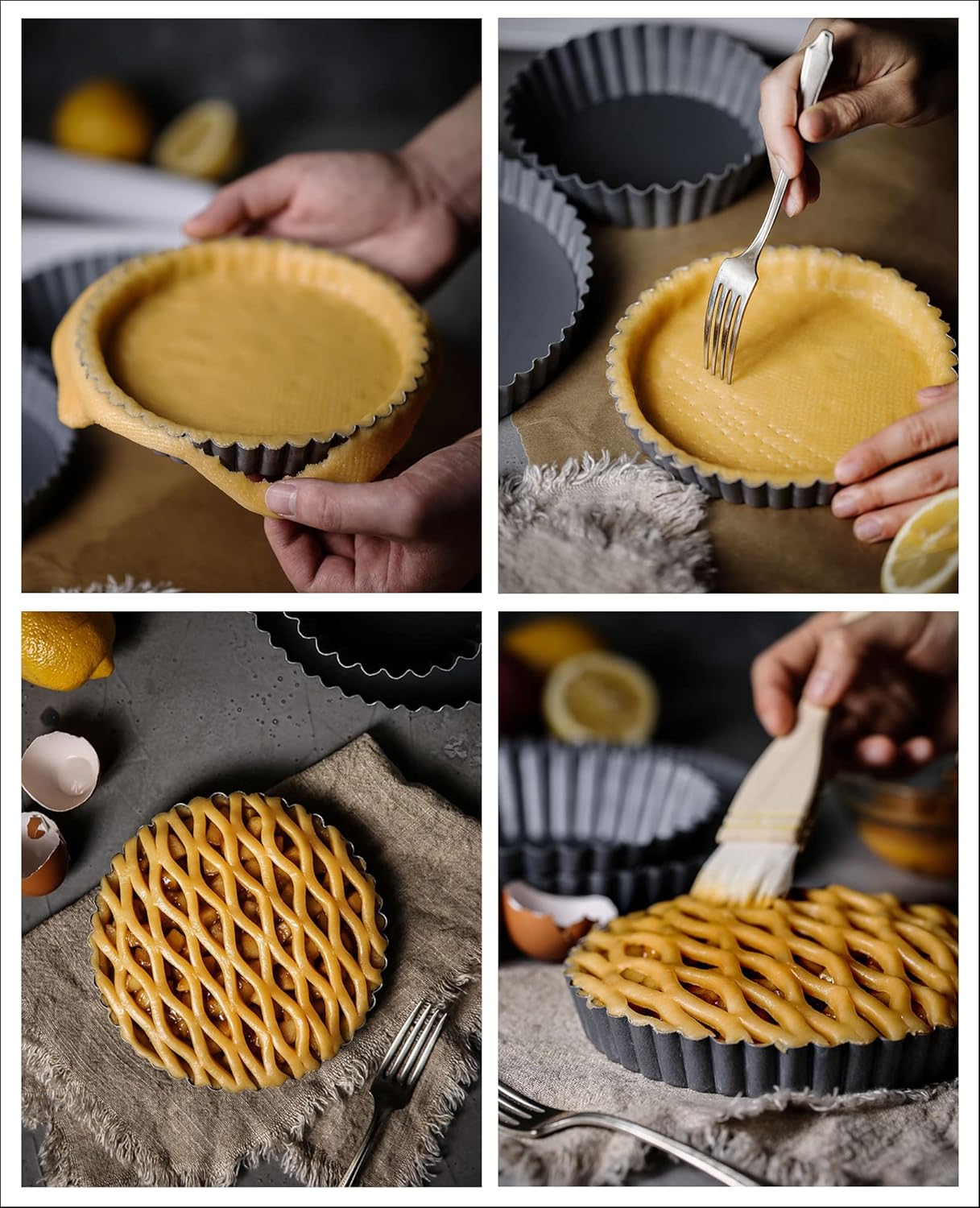 Tosnail 2 Packs 9.5" x 2" Nonstick Tart Pan with Removable Bottom, Quiche Pan Deep Pie Pan Round Baking Pan