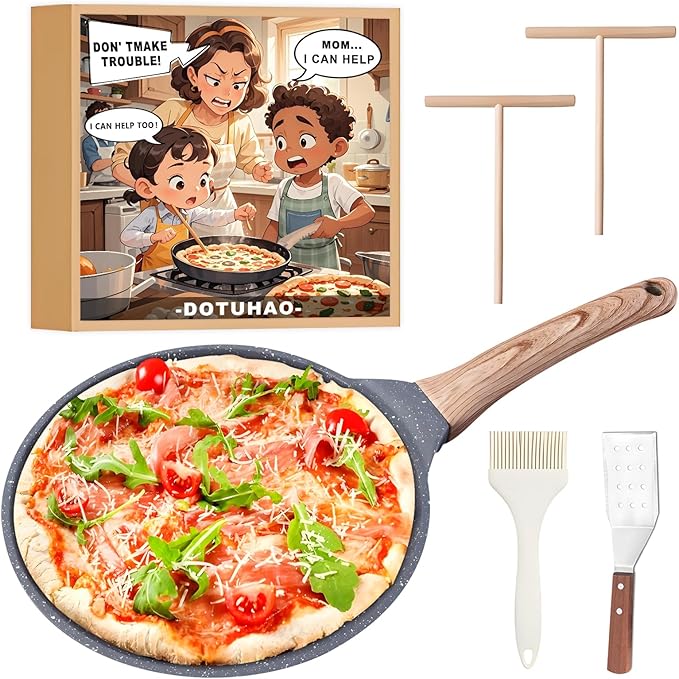 Nonstick Crepe Pan Set, 5 Piece Set Kitchen Pancake Grill Pan, 11 Inch Nonstick Ceramic Flat Skillet Dosa Tawa Comales Para Tortillas Pancake Pans, Fry Pans Compatible with All Stovetops