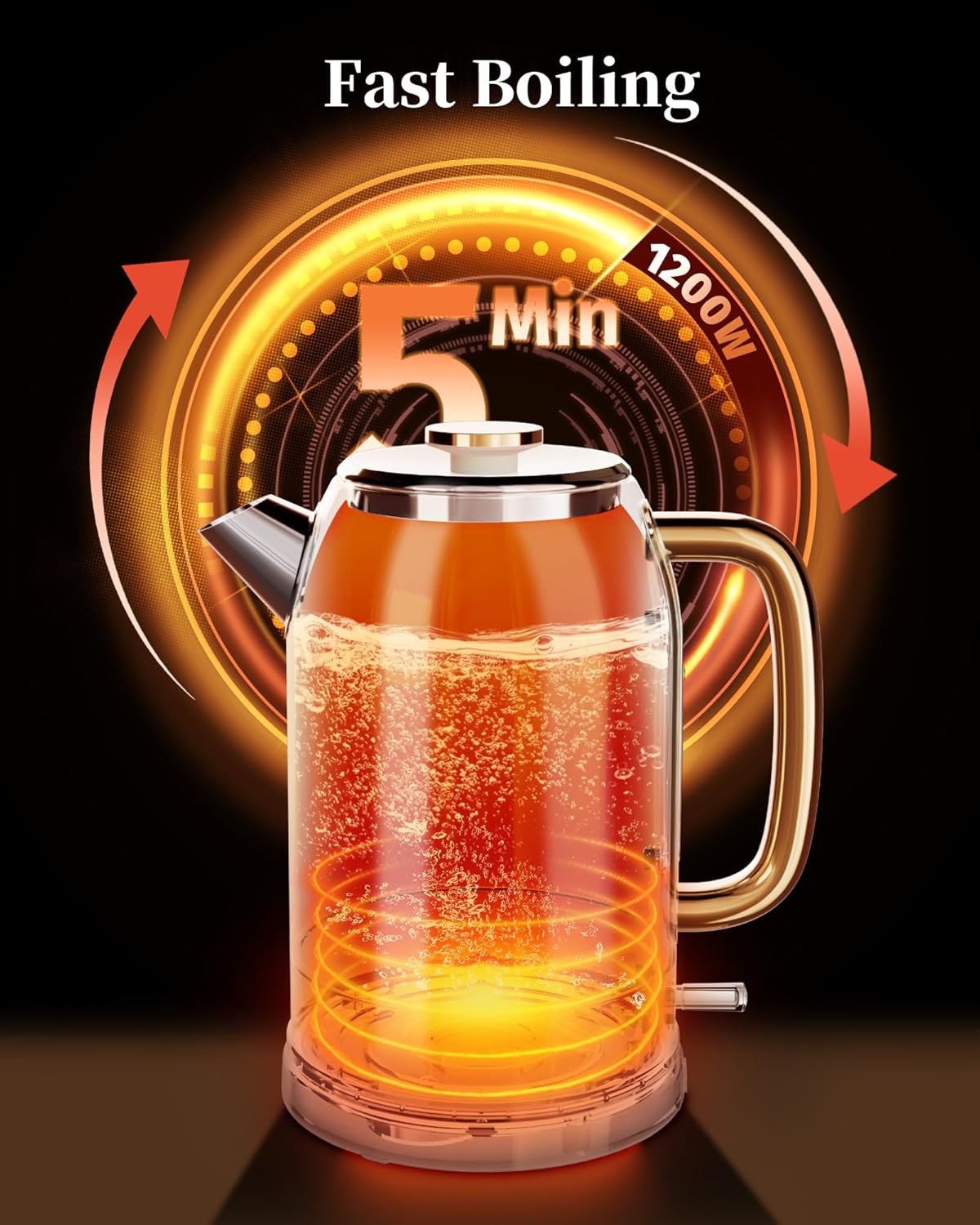 Retro Electric Kettle 1.8L/60.8oz with Thermometer - 1200W Fast Boiling Stainless Steel Tea Kettle with Water Level, BPA-Free, Auto Shut-Off, Boil-Dry Protection, Pearl White