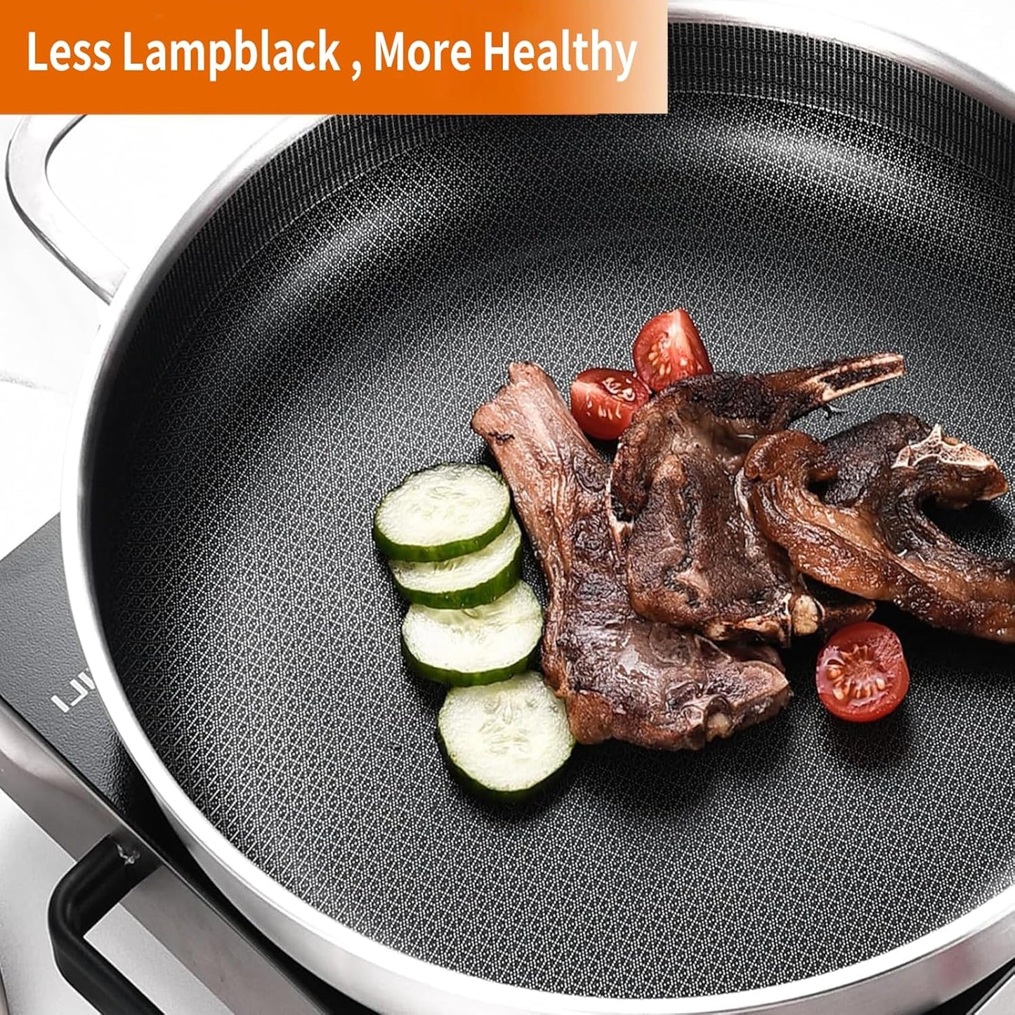 DELARLO Tri-Ply Stainless Steel 10 Inch Deep Frying Pan 3QT Saute Pan With Lid, Induction Compatible Chef Cooking Pan with lid, Dishwasher & Oven Safe