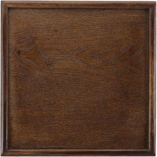 Wooden Serving Tray Square Wood Serving Tray Decorative Platter, 9.5x9.5 Inch Fit for Home Decor Kitchen Coffee Table Candle Holder, (Brown)