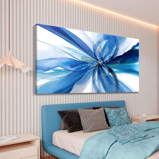 HKDGOKA Canvas Wall Art Decor, Large Size 24x48 In Abstract Modern Artwork Ready to Hang Fantasy Blue Gradient Paintings Prefer for Home Living Room Bedroom Dining Room Office Decor