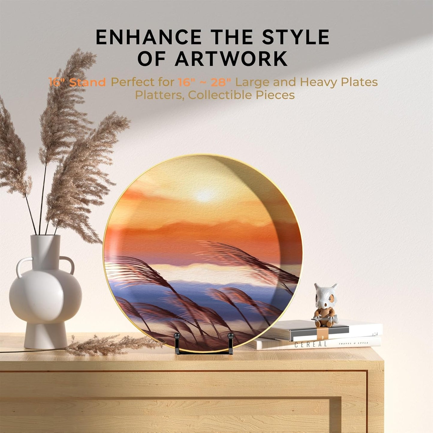 16 Inch Heavy Duty Plate Stand (2 Pack) - Metal Display Easel for Large Plates, Picture Frames, Signs, Posters, Decorative Platters