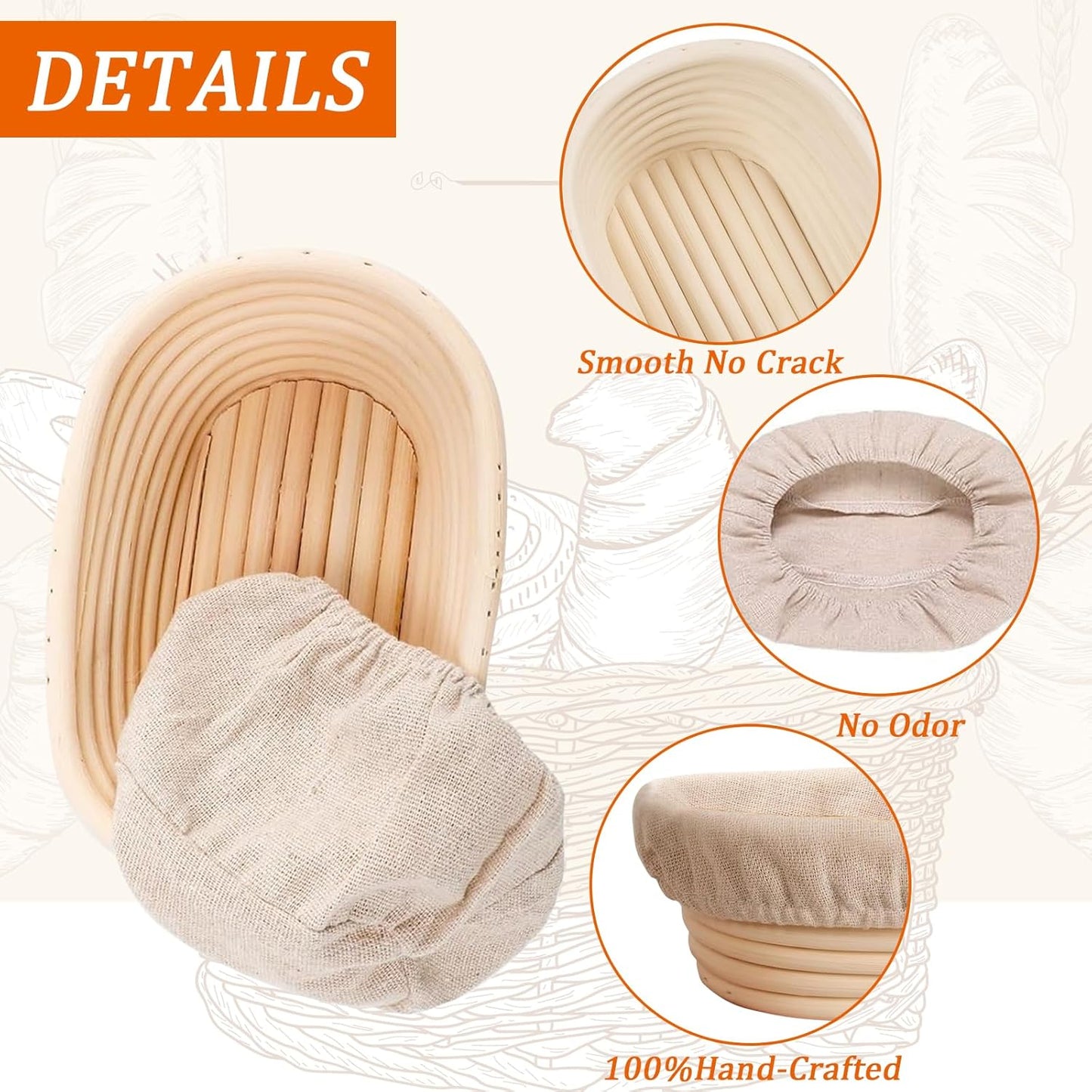 6 inch Oval Mini Banneton Bread Proofing Basket Small Sourdough Bread Baking Supplies Set of 5 Sourdough Starter Kit Baking Gifts