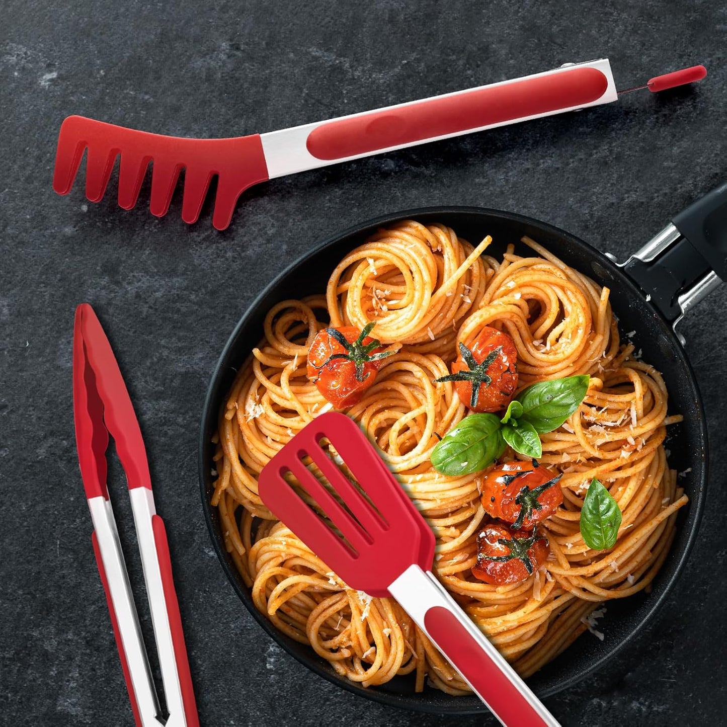 3 Pack Silicone Tongs for Cooking,Maywe Tanso 9 Inch Cooking Kitchen Tongs with Silicone Tips,Nonstick Stainless Steel Tongs for Steak Pie Pizza Pasta Spaghetti Salad BBQ Buffet